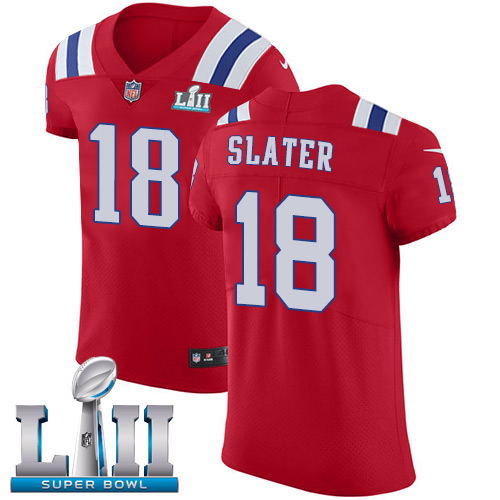 Nike Patriots #18 Matt Slater Red Alternate Super Bowl LII Men's Stitched NFL Vapor Untouchable Elite Jersey - Click Image to Close